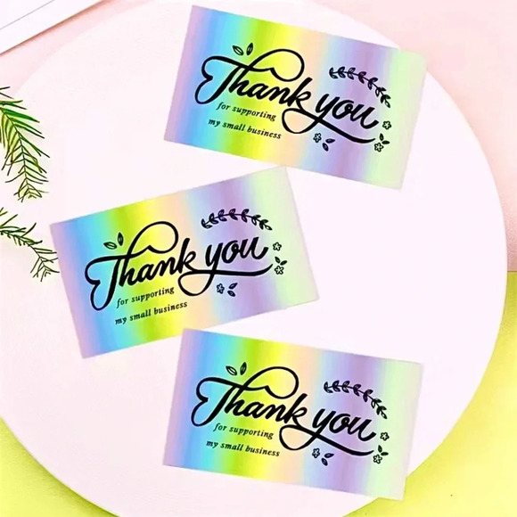 50PCS Thank You ~Colorful Holographic~ Cards NEW - Picture 3 of 4
